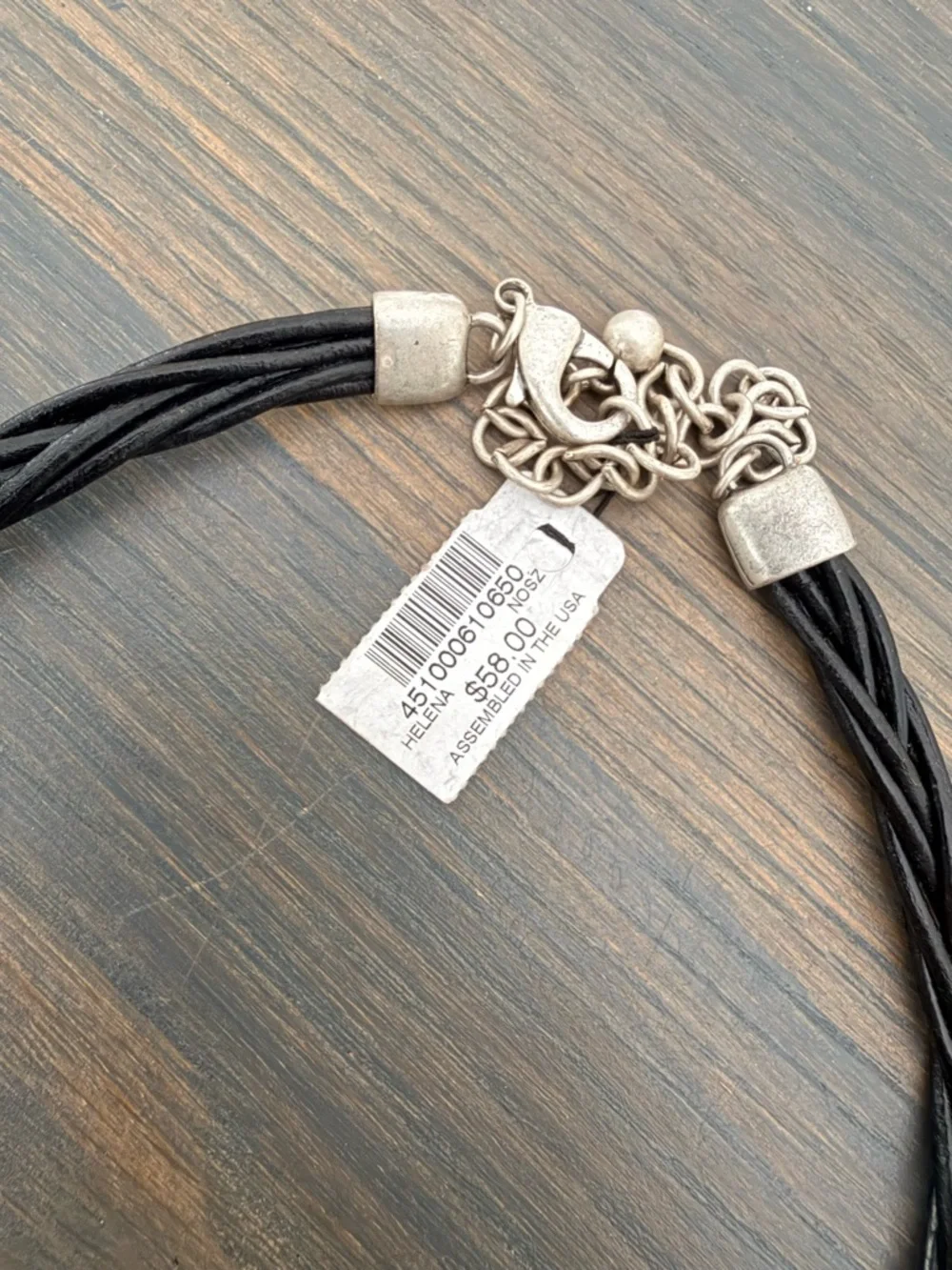 Chico’s Statement Disc Necklace Mixed Metal Black Cord NWT